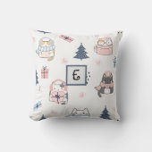 冬猫パーソナライズされた枕 クッション (正面)