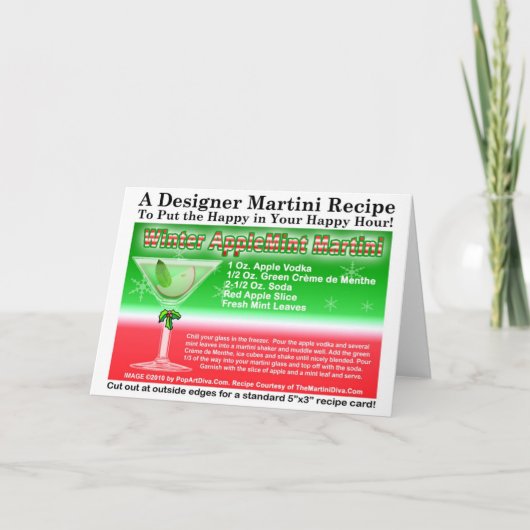 冬用アップルミントクリスマスマルティーニレシピカード シーズンカード (正面)