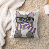 冬用コーヒー猫枕 クッション (ブランケット)