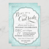 冬用パーティー招待状雪片とグリッター 招待状 (正面/裏面)