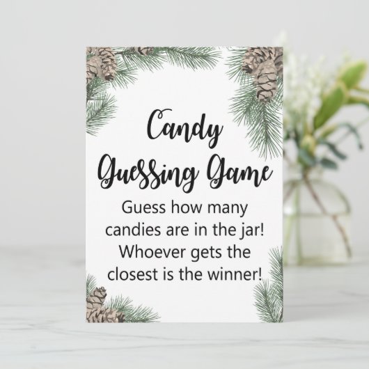 冬用ピネコーンベビーシャワーサイン5x7インチ 招待状 (スタンド正面)