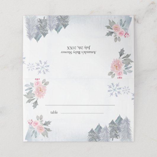  冬用フローラスノーフレークベビーシャワー座席表 プレイスカード (外部開封)