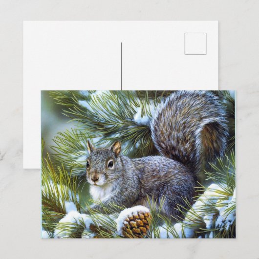 冬用リス ポストカード (正面/裏面)