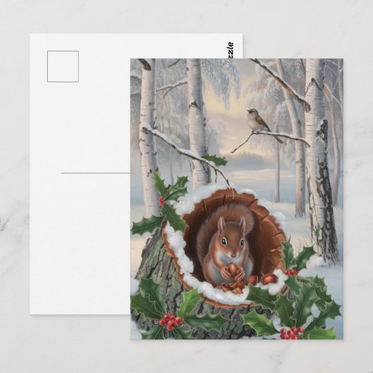 冬用リス ポストカード (正面/裏面)