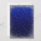 冬男の赤ちゃんブルーシルバーベビーシャワーグリッター 招待状 (裏面)