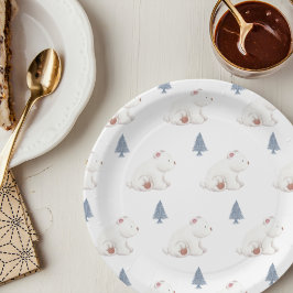 冬男女兼用極熊の赤ちゃんシャワー ペーパープレート