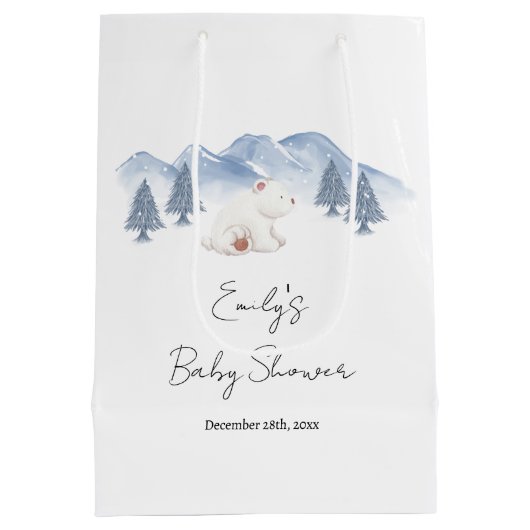 冬男女兼用極熊の赤ちゃんシャワー ミディアムペーパーバッグ (裏面)