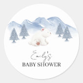 冬男女兼用極熊の赤ちゃんシャワー ラウンドシール (正面)
