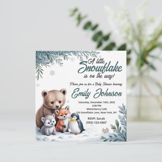 冬男女兼用赤ちゃんシャワー招待状 招待状 (スタンド正面)