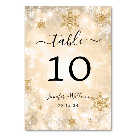 冬疑問に思クリスマスホリ結婚ティの金ゴールド テーブルナンバー (裏面)