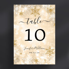 冬疑問に思クリスマスホリ結婚ティの金ゴールド テーブルナンバー