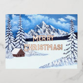 冬疑問に思バラゴールドフォイルホリデーズ 箔シーズンポストカード (正面)