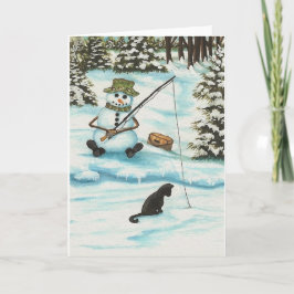 冬疑問に思雪だるまゴン魚釣りバイビハレ シーズンカード