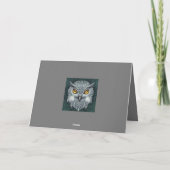 冬疑問に思雪フクロウ美しい サンキューカード (裏面)