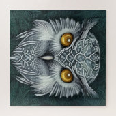 冬疑問に思雪フクロウ美しい ジグソーパズル (横)