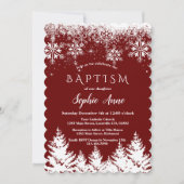 冬白スノーフレークスレッドグリッターガールバプテスマ 招待状 (正面)