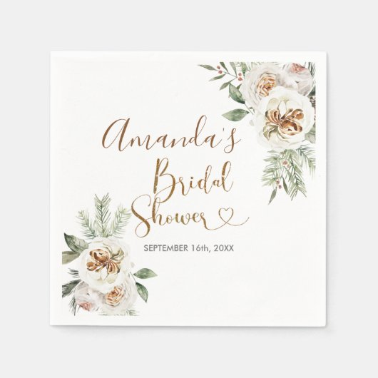 冬白フローラクリスマスベビーシャワーナプキン スタンダードカクテルナプキン (正面)