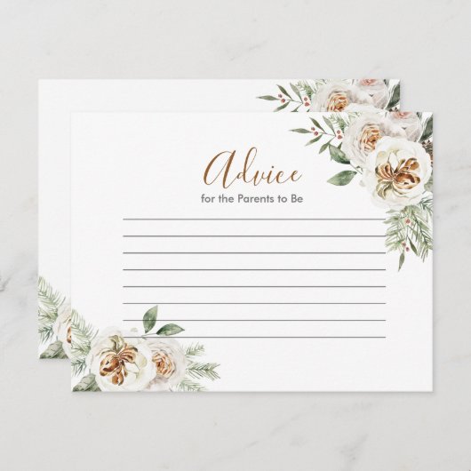 冬白フローラベビーシャワーアドバイスカード エンクロージャーカード (正面/裏面)