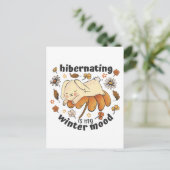 冬眠は私の冬の気分かわいいウサギ ポストカード (スタンド正面)