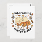 冬眠は私の冬の気分かわいいウサギ ポストカード (正面/裏面)