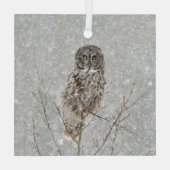 冬素晴らしのフクロウ ガラスオーナメント (裏面)