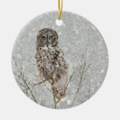 冬素晴らしのフクロウ セラミックオーナメント (正面)