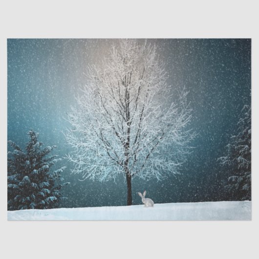 冬素晴らしの木 – ウサギと完成！ 薄葉紙 (正面)