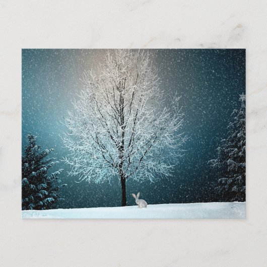 冬素晴らしの木 – ウサギ完備！ ポストカード (正面)