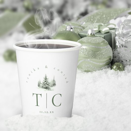 冬素朴のウェディングフォレストグリーンID1049 紙コップ