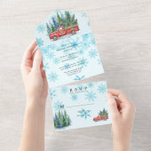 冬素朴のウェディング結婚トラック オールインワン招待状 (貼ってはがせる)