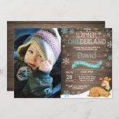 冬素朴のオネダーランドディアファースト 招待状 (正面/裏面)