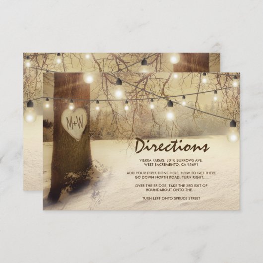 冬素朴のクリスマスツリー結婚の方向 エンクロージャーカード (正面/裏面)