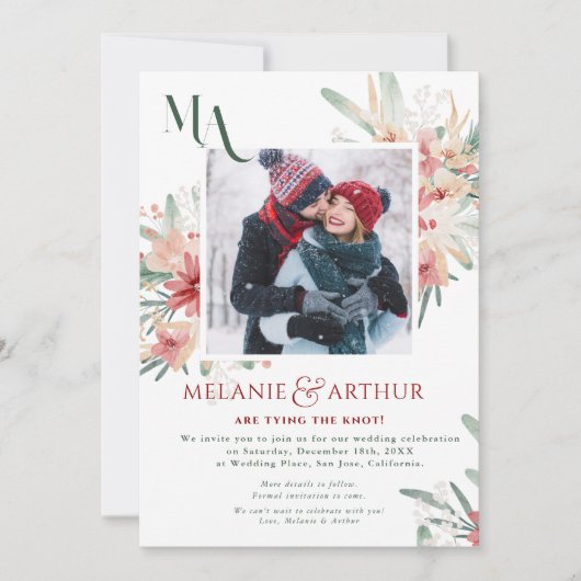 冬素朴のクリスマスフローラ2写真結婚の数 セーブザデート (正面)