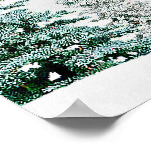 冬素朴のクリスマス結婚ツリーの歓迎サイン ポスター (角)