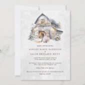 冬素朴のクリスマス結婚納屋 招待状 (正面)