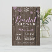 冬素朴のブライダルシャワー紫の雪片 招待状 (スタンド正面)