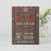 冬素朴のブライダルシャワー赤い雪片 招待状 (スタンド正面)