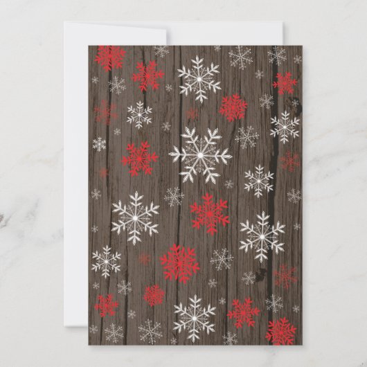 冬素朴のブライダルシャワー赤い雪片 招待状 (裏面)