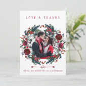 冬素朴のブルゴーニュバラ結婚ズありがとう サンキューカード (スタンド正面)