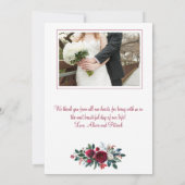 冬素朴のブルゴーニュバラ結婚ズありがとう サンキューカード (裏面)