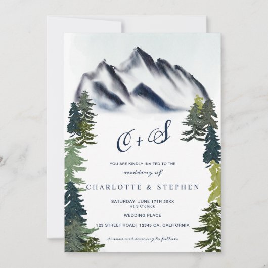 冬素朴の山林の写真結婚写真 招待状 (正面)