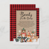 冬素朴の森の動物の本ベビー エンクロージャーカード (正面/裏面)