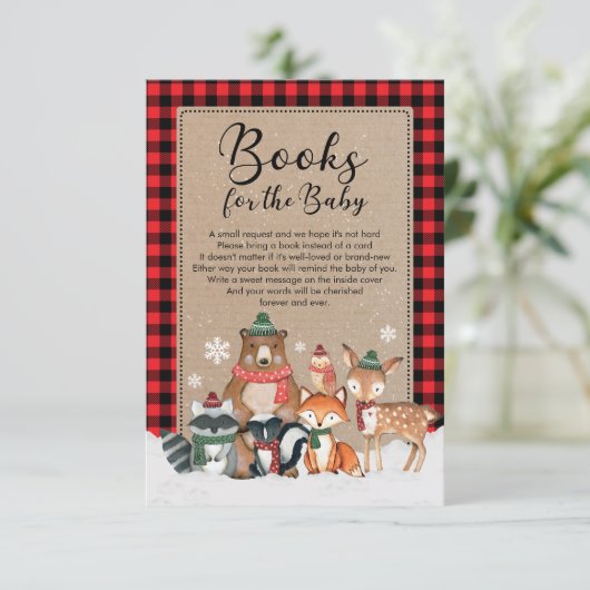冬素朴の森の動物の本ベビー エンクロージャーカード (スタンド正面)