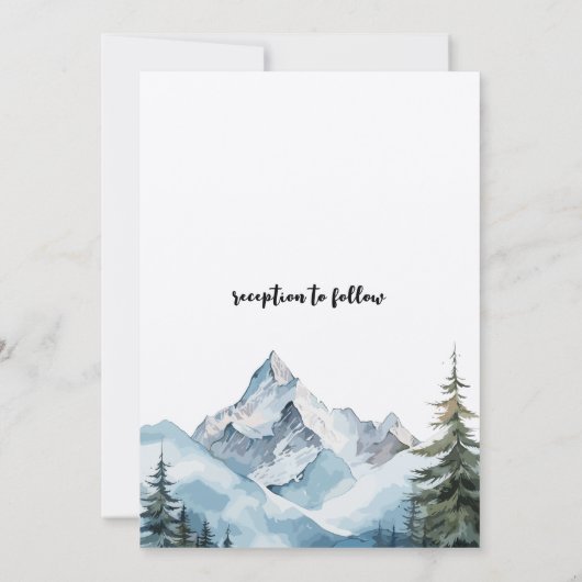 冬素朴の森の山のアウトドア結婚ジー 招待状 (裏面)