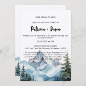 冬素朴の森の山のアウトドア結婚ジー 招待状 (正面/裏面)