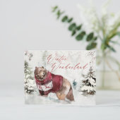 冬素朴の白熊の雪景色 ポストカード (スタンド正面)