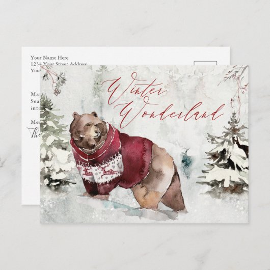 冬素朴の白熊の雪景色 ポストカード (正面/裏面)