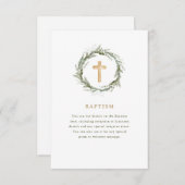 冬素朴の緑 |リースとクロス・バプテスマ エンクロージャーカード (正面/裏面)