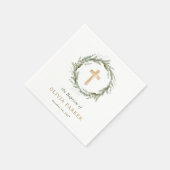 冬素朴の緑 |リースとクロス・バプテスマ スタンダードカクテルナプキン (角)
