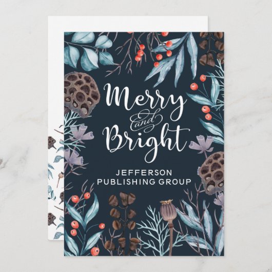 冬素朴の葉の実と明メリーるい シーズンカード (正面/裏面)